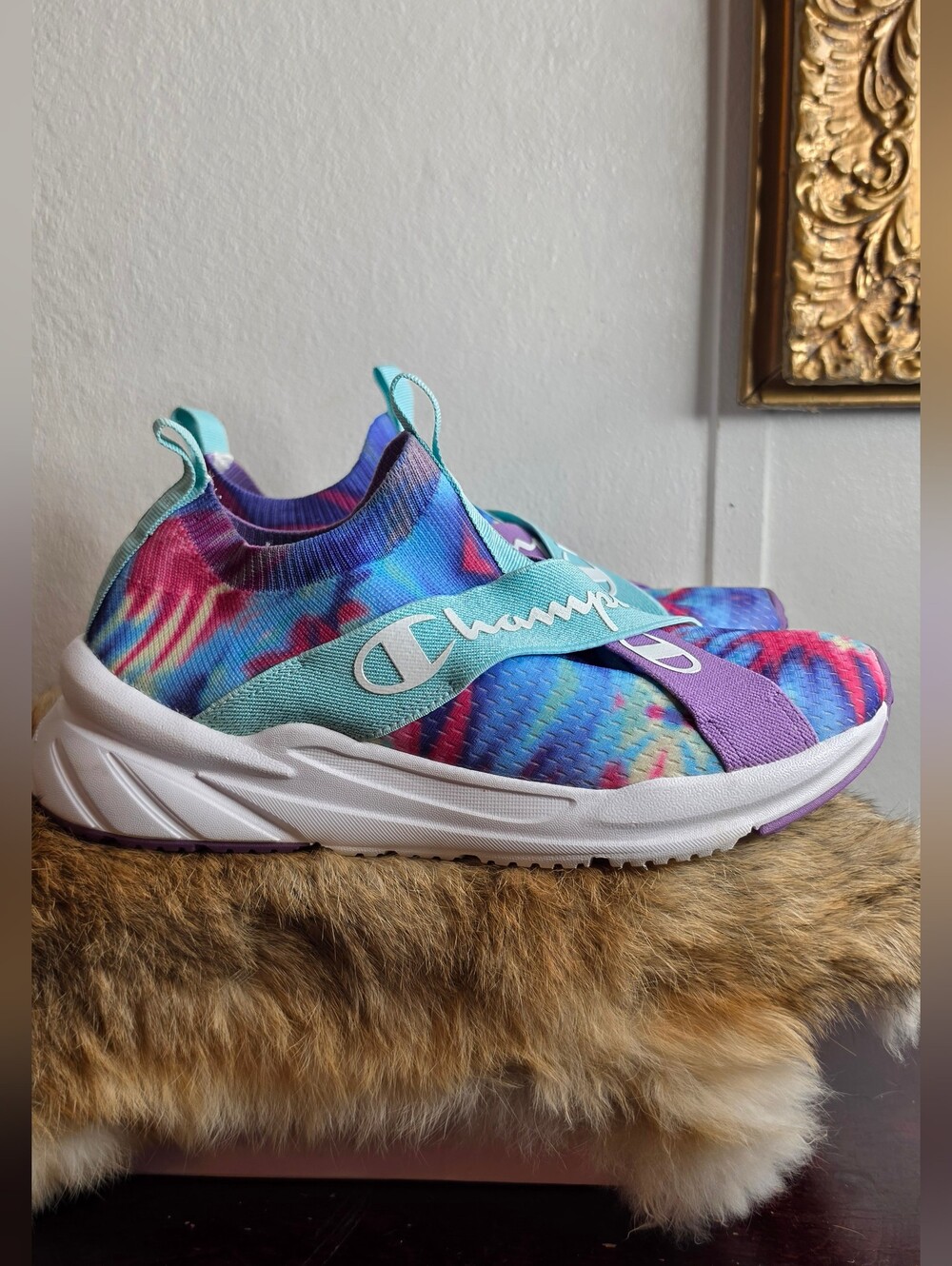 Champion WomensbTie-Dye Slip-On Athletic Sneakers in Teal, Purple, Pink Size 7